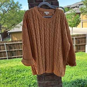 Women's Cable Knit Sweater - Mustard